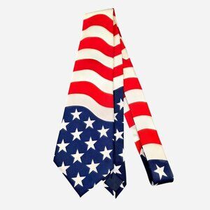 Action Of America Men's Necktie Polyester Red White Blue American Flag Novelty